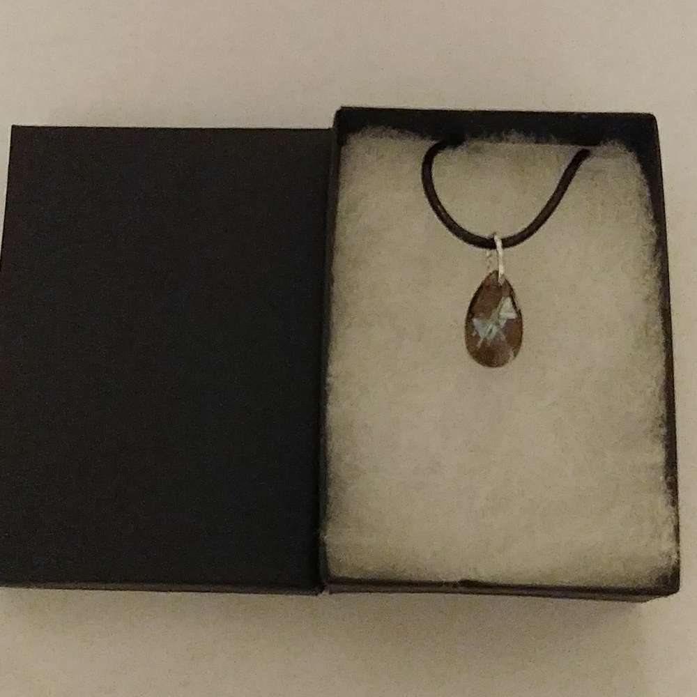 Latte Brown Crystal Teardrop Necklace - Picture 6 of 8